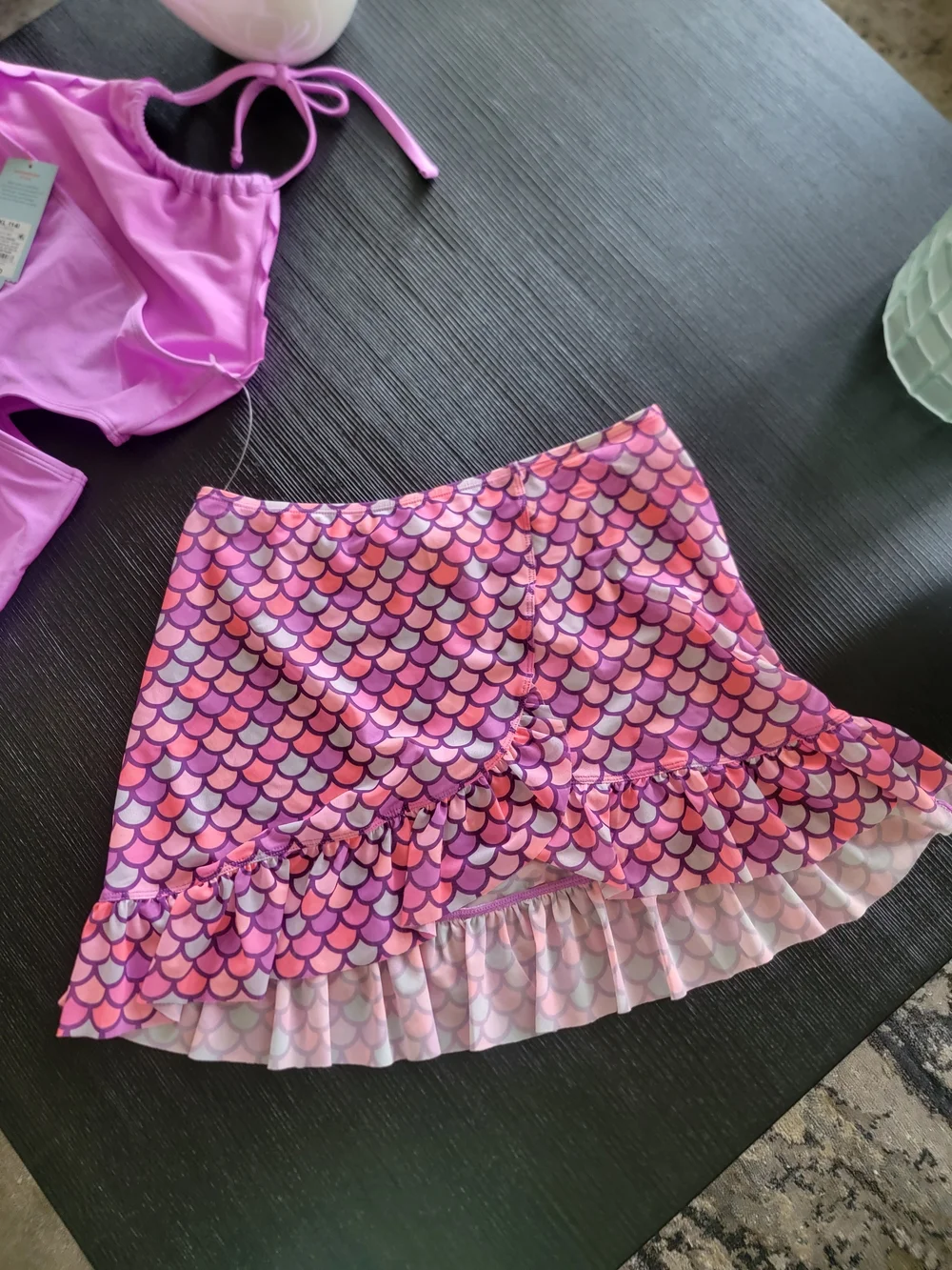 Girls' Mermaid Paradise Scalloped One Piece Swimsuit SET Cat & Jack Purple XL(14